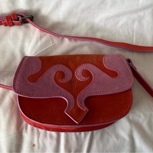 John Fluevog Bernadette Orange & Pink Crossbody Bag - Picture 1 of 6